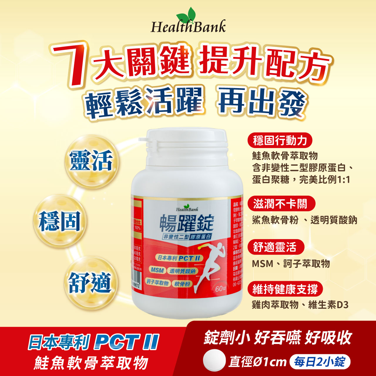 【HealthBank健康銀行】暢躍錠-60錠/瓶/30日份