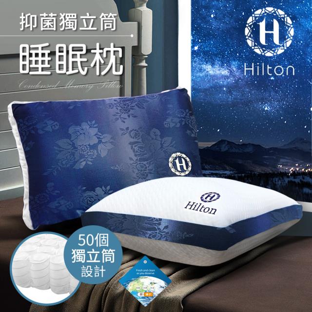 《買一送一》【Hilton希爾頓】凡爾賽藍銀離子抑菌獨立筒枕頭 B0104 