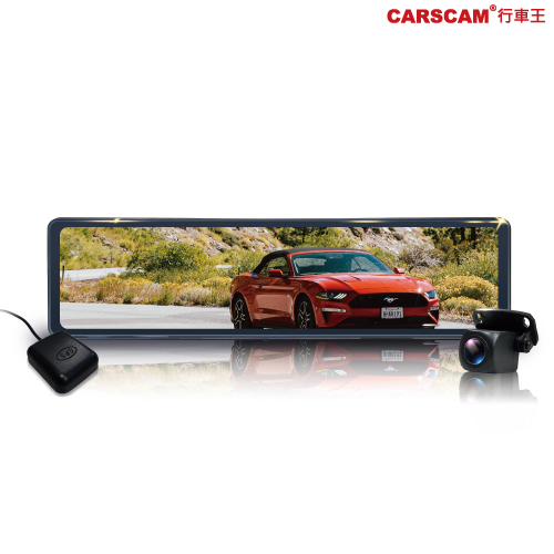 【CARSCAM】12吋全螢幕觸控測速雙1080P後視鏡行車記錄器-贈32G 