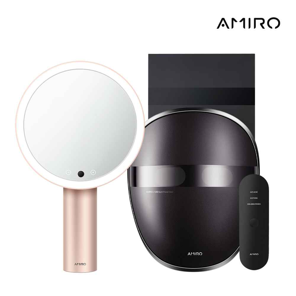【AMIRO】嫩膚時光面罩   Oath自動感光LED化妝鏡-薄霧粉