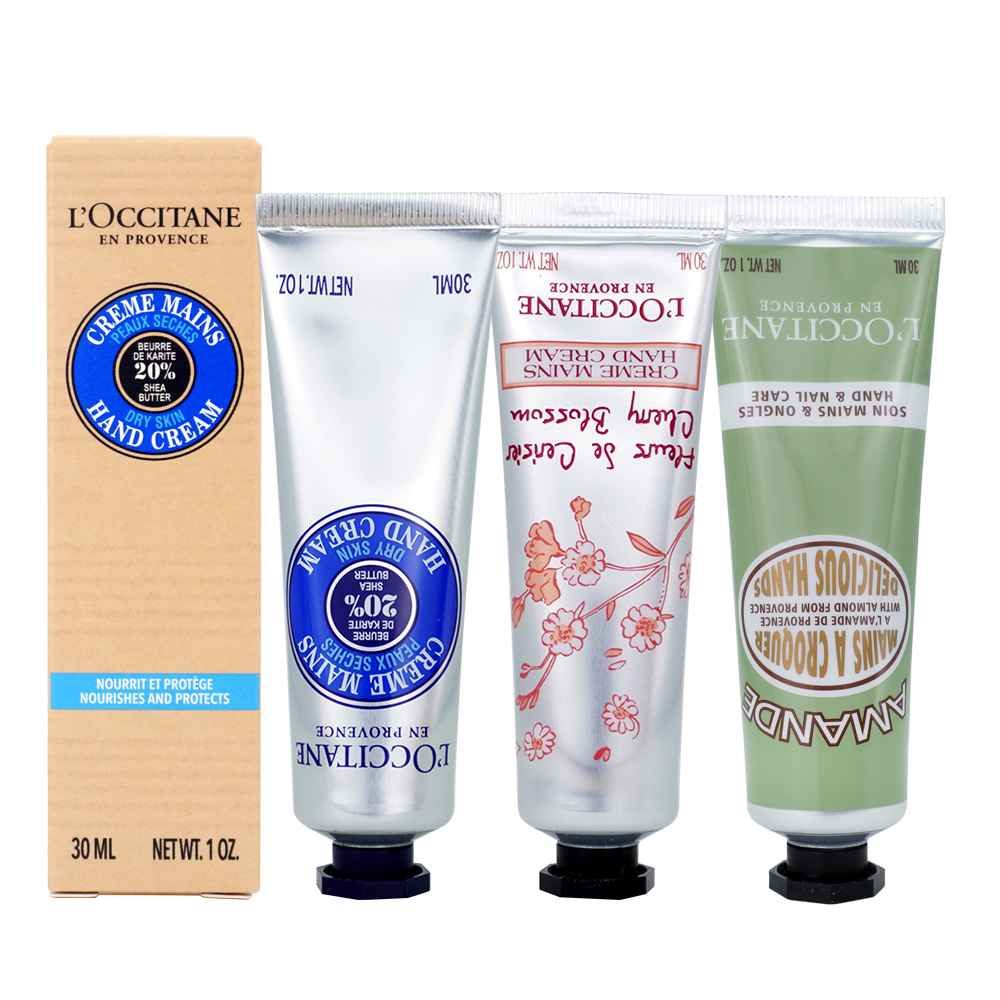 【LOCCITANE歐舒丹】人氣護手霜3件組 30mlX3《乳油木/櫻花/杏仁》