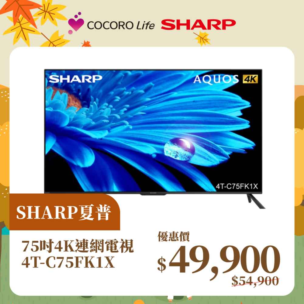 【夏普】75吋4K連網電視4T-C75FK1X