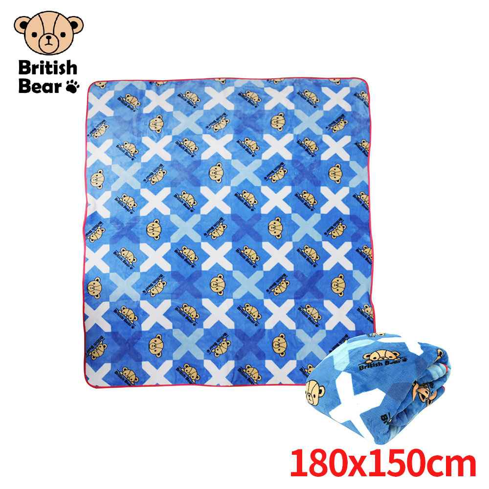 【英國熊】雙面複合法蘭絨毯150x180cm 附提袋  TA-F503