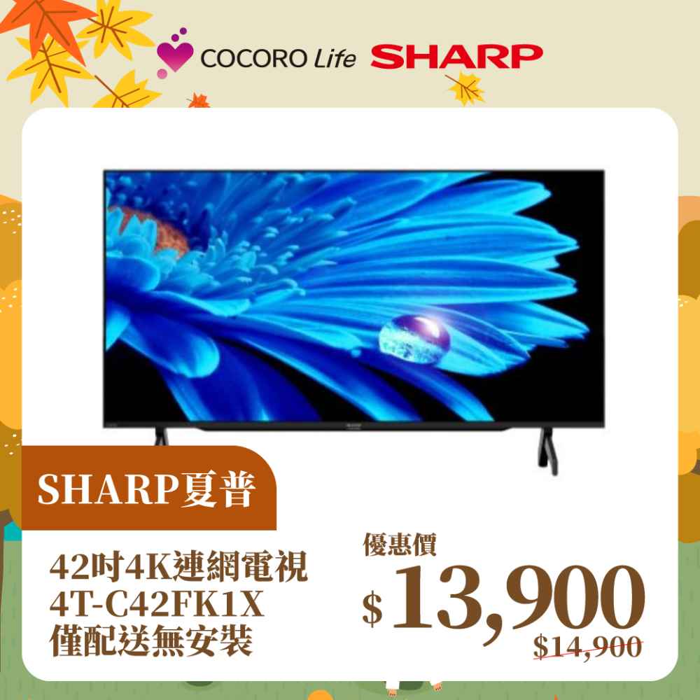 【夏普】42吋4K連網電視4T-C42FK1X 僅配送無安裝