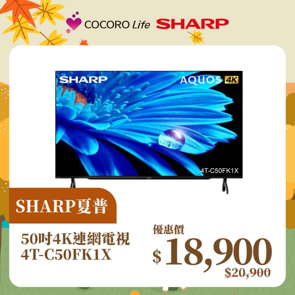 【夏普】50吋4K連網電視4T-C50FK1X