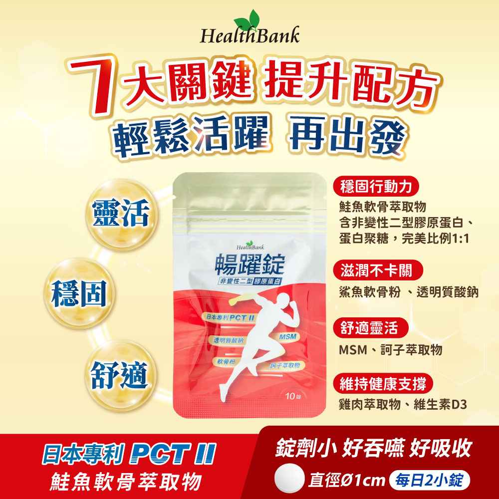 【HealthBank健康銀行】暢躍錠 隨身包-10錠/包/5日份