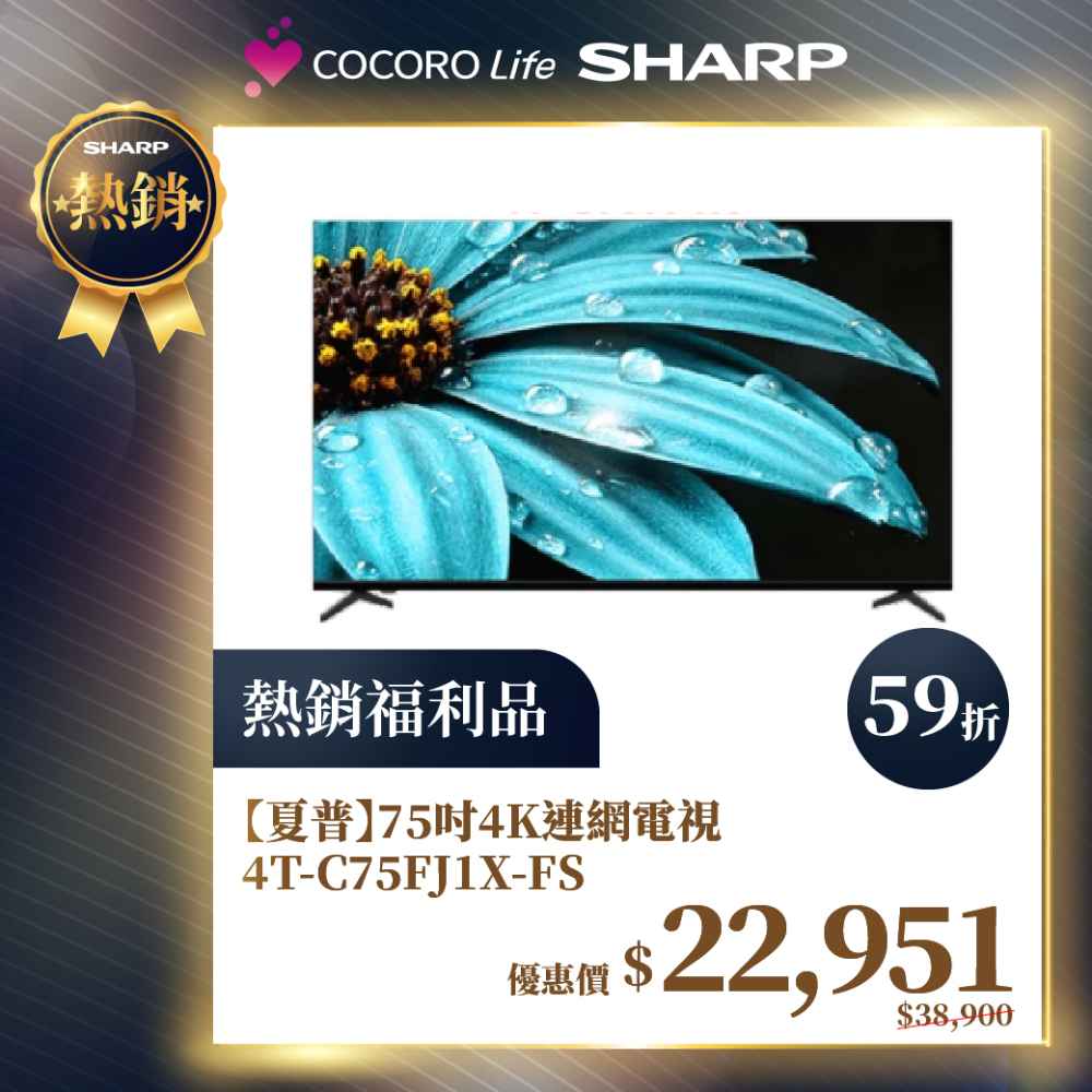 限量福利品【夏普】75吋4K連網電視4T-C75FJ1X-FS