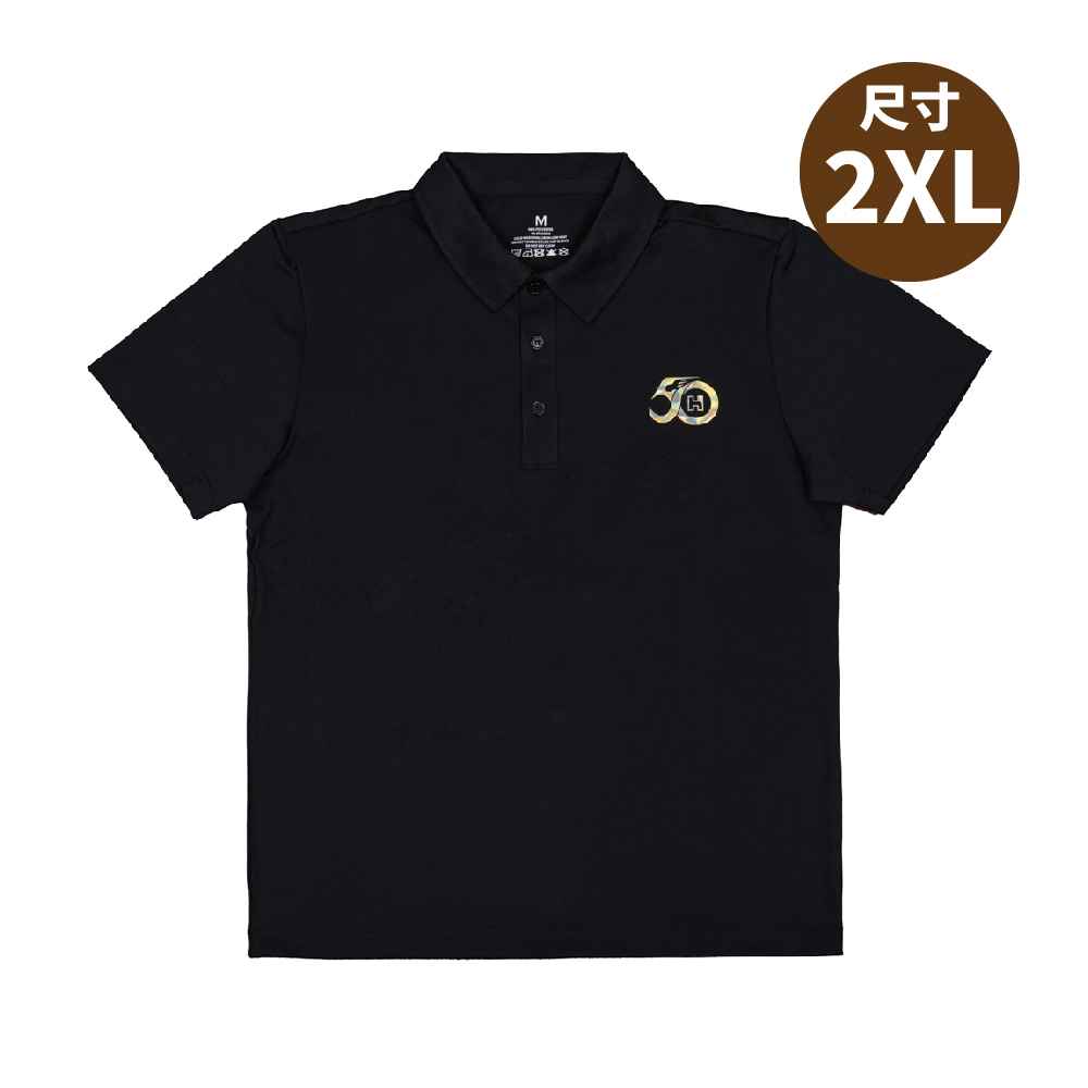 鴻海小物【HH】鴻海質感燙金POLO衫 曜石黑  - 2XL